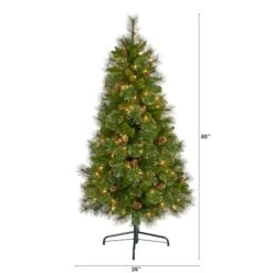 5ft. Pre-Lit Golden Tip Washington Pine Artificial Christmas Tree, Clear LED Lights -Michaels X-Mas Decor D256156S 2