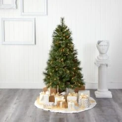 5ft. Pre-Lit Golden Tip Washington Pine Artificial Christmas Tree, Clear LED Lights -Michaels X-Mas Decor D256156S 5