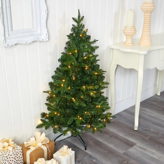 4ft. Pre-Lit Grand Teton Spruce Flat Back Artificial Christmas Tree, Clear LED Lights 5 4ft. Pre-Lit Grand Teton Spruce Flat Back Artificial Christmas Tree, Clear LED Lights - Image 3