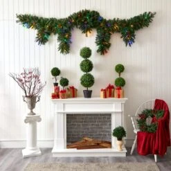 9ft. Pre-Lit Hanging Icicle Berries & Pinecones Christmas Garland, Multicolor LED Lights -Michaels X-Mas Decor D292890S 4