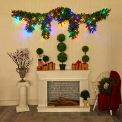 9ft. Pre-Lit Hanging Icicle Berries & Pinecones Christmas Garland, Multicolor LED Lights -Michaels X-Mas Decor D292890S 5