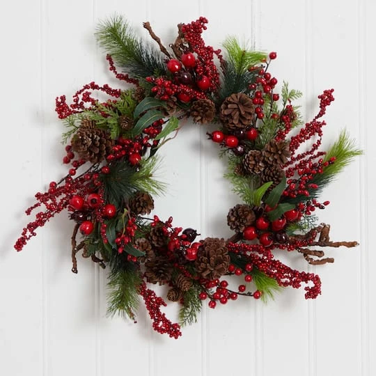 24" Red Berry Wreath 6 24" Red Berry Wreath - Image 4