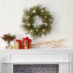 26" Sparkling Pine Wreath With Ornaments -Michaels X-Mas Decor D292955S 3