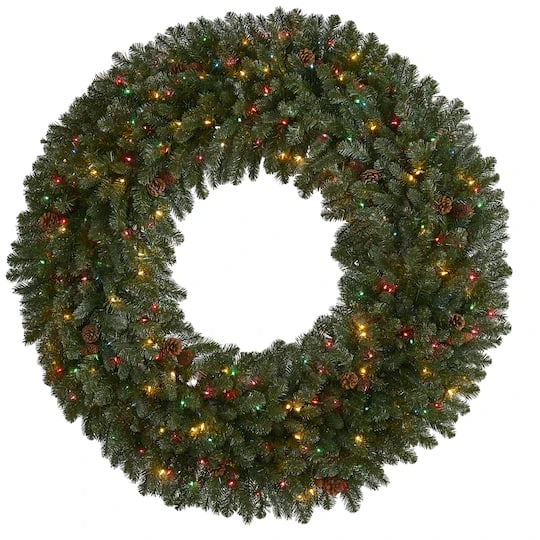 5ft. Pre-Lit Flocked Pine & Pinecone Artificial Christmas Wreath 4 5ft. Pre-Lit Flocked Pine & Pinecone Artificial Christmas Wreath - Image 2