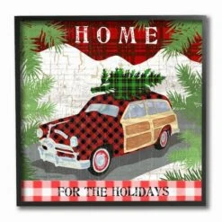 Stupell Industries Home For The Holidays Station Wagon Black Framed Print