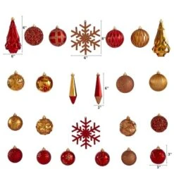 52ct. 6" Red & Gold Shatterproof Ornament Set -Michaels X-Mas Decor D322171S 2