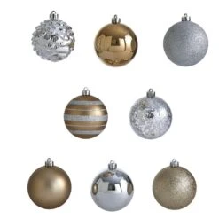 64ct. 3" Gold & Silver Shatterproof Ball Ornaments -Michaels X-Mas Decor D322173S 3