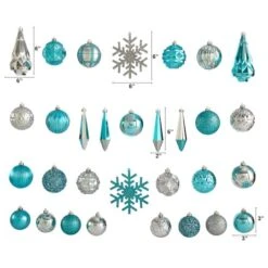52ct. 6" Blue & Silver Shatterproof Ornament Set -Michaels X-Mas Decor D322175S 2
