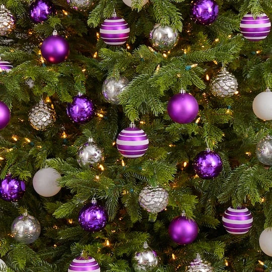64ct. 3" Purple & Silver Shatterproof Ball Ornaments 7 64ct. 3" Purple & Silver Shatterproof Ball Ornaments - Image 5