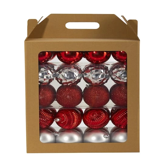 40ct. 3" Red & Silver Shatterproof Ball Ornaments 4 40ct. 3" Red & Silver Shatterproof Ball Ornaments - Image 2