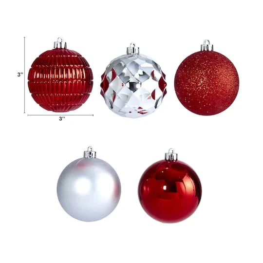 40ct. 3" Red & Silver Shatterproof Ball Ornaments 5 40ct. 3" Red & Silver Shatterproof Ball Ornaments - Image 3