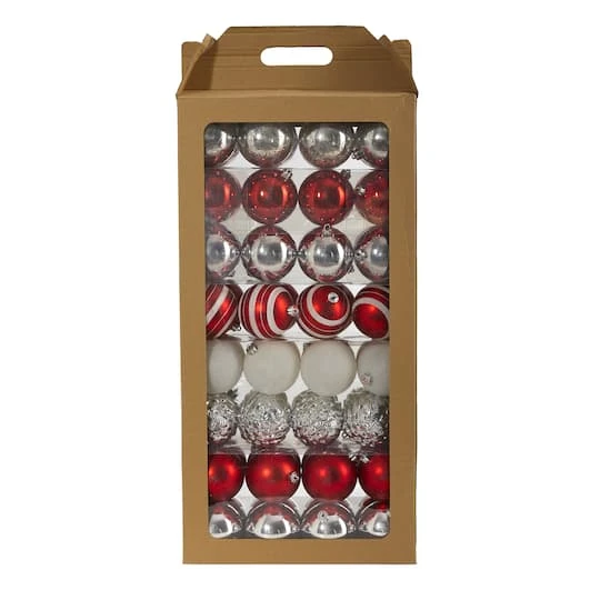 64ct. 3" Red & Silver Shatterproof Ball Ornaments 4 64ct. 3" Red & Silver Shatterproof Ball Ornaments - Image 2