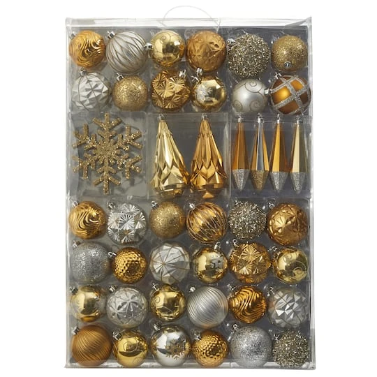 52ct. 6" Gold & Silver Shatterproof Ornament Set 4 52ct. 6" Gold & Silver Shatterproof Ornament Set - Image 2