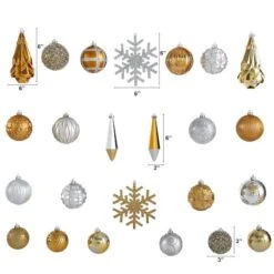 52ct. 6" Gold & Silver Shatterproof Ornament Set 10 52ct. 6" Gold & Silver Shatterproof Ornament Set -Michaels X-Mas Decor D322191S 2