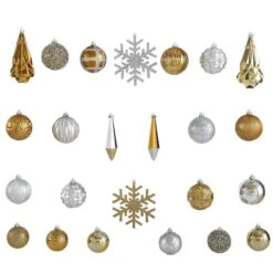 52ct. 6" Gold & Silver Shatterproof Ornament Set 11 52ct. 6" Gold & Silver Shatterproof Ornament Set -Michaels X-Mas Decor D322191S 3