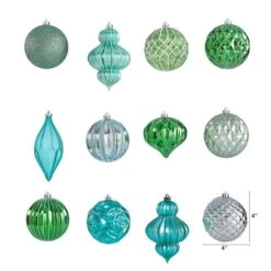12ct. 4" Green & Silver Shatterproof Luxe Ornament Set -Michaels X-Mas Decor D322192S 2