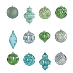 12ct. 4" Green & Silver Shatterproof Luxe Ornament Set -Michaels X-Mas Decor D322192S 3
