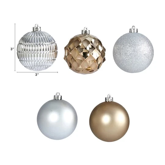 40ct. 3" Gold & Silver Shatterproof Ball Ornaments 5 40ct. 3" Gold & Silver Shatterproof Ball Ornaments - Image 3