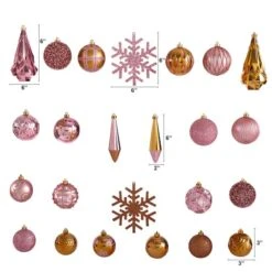 52ct. 6" Pink & Gold Shatterproof Ornament Set 10 52ct. 6" Pink & Gold Shatterproof Ornament Set -Michaels X-Mas Decor D322194S 2