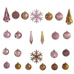 52ct. 6" Pink & Gold Shatterproof Ornament Set 11 52ct. 6" Pink & Gold Shatterproof Ornament Set -Michaels X-Mas Decor D322194S 3