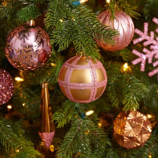 52ct. 6" Pink & Gold Shatterproof Ornament Set 7 52ct. 6" Pink & Gold Shatterproof Ornament Set - Image 5
