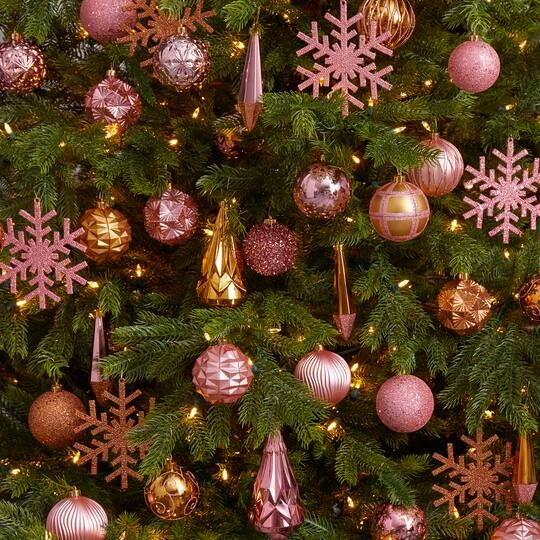 52ct. 6" Pink & Gold Shatterproof Ornament Set 8 52ct. 6" Pink & Gold Shatterproof Ornament Set - Image 6