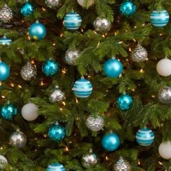 64ct. 3" Blue & Silver Shatterproof Ball Ornaments -Michaels X-Mas Decor D322195S 4