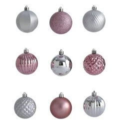 101ct. 2" Pink & Silver Shatterproof Ball Ornaments -Michaels X-Mas Decor D322197S 3