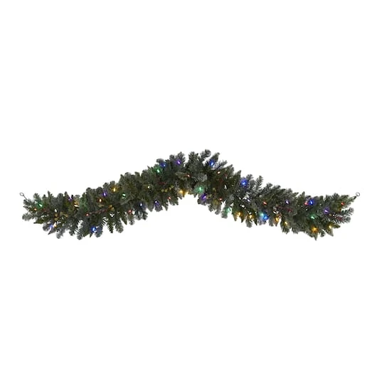 6ft. LED Flocked Pine Christmas Garland 3 6ft. LED Flocked Pine Christmas Garland