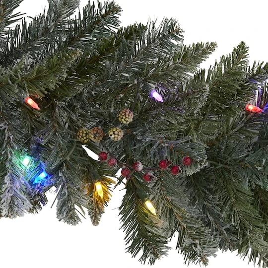 6ft. LED Flocked Pine Christmas Garland 5 6ft. LED Flocked Pine Christmas Garland - Image 3