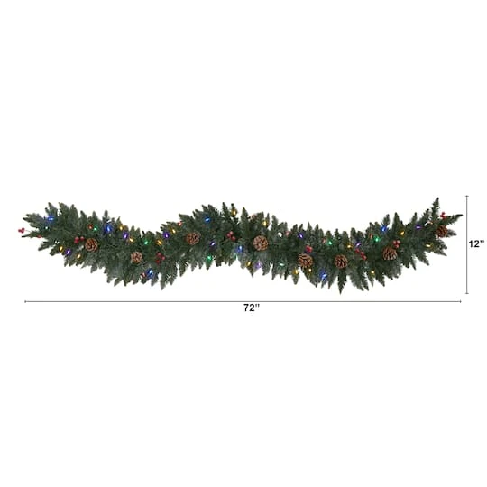 6ft. LED Snow Dusted Pinecones & Berries Garland 7 6ft. LED Snow Dusted Pinecones & Berries Garland - Image 5