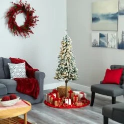 5ft. Pre-Lit Flocked Alpine Artificial Christmas Tree, Clear Lights -Michaels X-Mas Decor D322537S 6