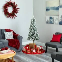 5ft. Pre-Lit Flocked Alpine Artificial Christmas Tree, Clear Lights -Michaels X-Mas Decor D322537S 7