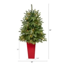 3.5ft. Pre-Lit Snowed Grand Teton Fir Christmas Tree In Red Planter 11 3.5ft. Pre-Lit Snowed Grand Teton Fir Christmas Tree In Red Planter -Michaels X-Mas Decor D322556S 2