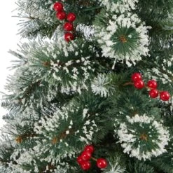 4ft. Pre-Lit Potted Frosted Swiss Pine Artificial Christmas Tree With Berries, Clear LED Lights 14 4ft. Pre-Lit Potted Frosted Swiss Pine Artificial Christmas Tree With Berries, Clear LED Lights -Michaels X-Mas Decor D322575S 5