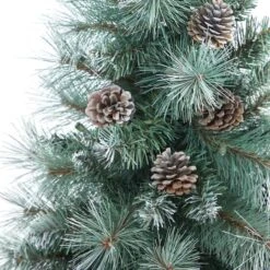 3.5ft. Pre-Lit Frosted Tip British Columbia Mountain Pine Artificial Christmas Tree In Gray Tripod Planter, Clear Lights -Michaels X-Mas Decor D322615S 5