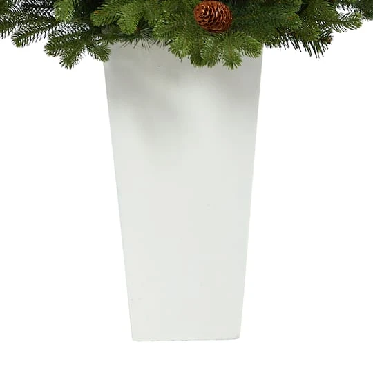 3.5ft. Pre-Lit Yukon Mountain Fir Artificial Christmas Tree In White Planter, Clear Lights 9 3.5ft. Pre-Lit Yukon Mountain Fir Artificial Christmas Tree In White Planter, Clear Lights - Image 7