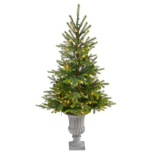 56in. Pre-Lit North Carolina Spruce Artificial Christmas Tree In Decorative Urn, Clear Lights 3 56in. Pre-Lit North Carolina Spruce Artificial Christmas Tree In Decorative Urn, Clear Lights