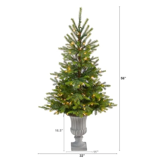 56in. Pre-Lit North Carolina Spruce Artificial Christmas Tree In Decorative Urn, Clear Lights 5 56in. Pre-Lit North Carolina Spruce Artificial Christmas Tree In Decorative Urn, Clear Lights - Image 3
