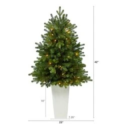 3.5ft. Pre-Lit Washington Fir Artificial Christmas Tree In Tower Planter, Clear Lights -Michaels X-Mas Decor D322672S 2