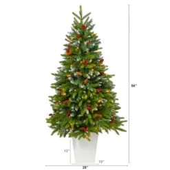 4.5ft. Pre-Lit Snow Tipped Portland Spruce Artificial Christmas Tree In White Metal Planter, Clear LED Lights -Michaels X-Mas Decor D322685S 2