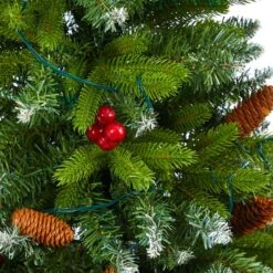 4.5ft. Pre-Lit Snow Tipped Portland Spruce Artificial Christmas Tree In White Metal Planter, Clear LED Lights -Michaels X-Mas Decor D322685S 5