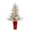 4.75ft. Pre-Lit Flocked Fraser Fir Artificial Christmas Treein Tower Planter, Warm White Lights -Michaels X-Mas Decor D322701S 1