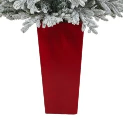 4.75ft. Pre-Lit Flocked Fraser Fir Artificial Christmas Treein Tower Planter, Warm White Lights -Michaels X-Mas Decor D322701S 6