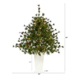 3.5ft. Pre-Lit Colorado Mountain Pine Artificial Christmas Tree In White Tower Planter, Clear Lights -Michaels X-Mas Decor D322746S 2
