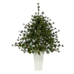 3.5ft. Pre-Lit Colorado Mountain Pine Artificial Christmas Tree In White Tower Planter, Clear Lights -Michaels X-Mas Decor D322746S 3
