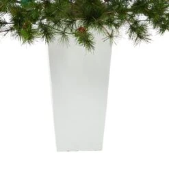 3.5ft. Pre-Lit Colorado Mountain Pine Artificial Christmas Tree In White Tower Planter, Clear Lights -Michaels X-Mas Decor D322746S 6