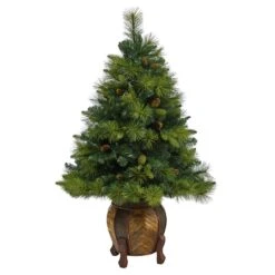 4.3ft. Pre-Lit North Carolina Mixed Pine Artificial Christmas Tree In Planter, Warm White LED Lights -Michaels X-Mas Decor D322782S 3