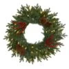 24" LED Green Pine Christmas Wreath With Berries & Pinecones -Michaels X-Mas Decor D322796S 1