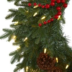 24" LED Green Pine Christmas Wreath With Berries & Pinecones -Michaels X-Mas Decor D322796S 3